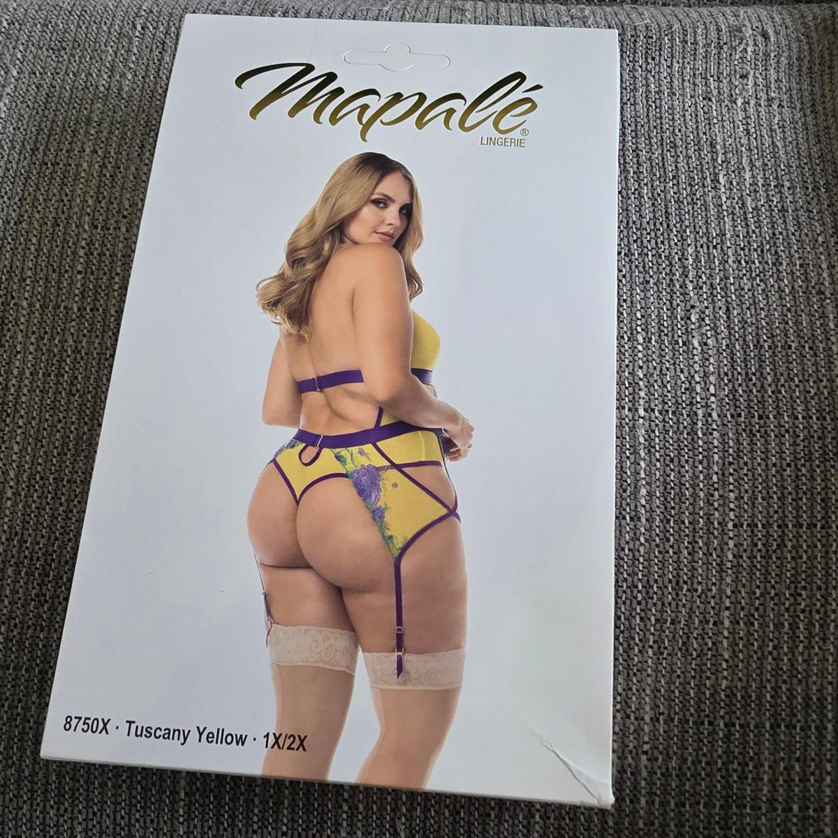Yellow & purple floral print bodysuit with lace garter straps #floral #lingerie - Image 5
