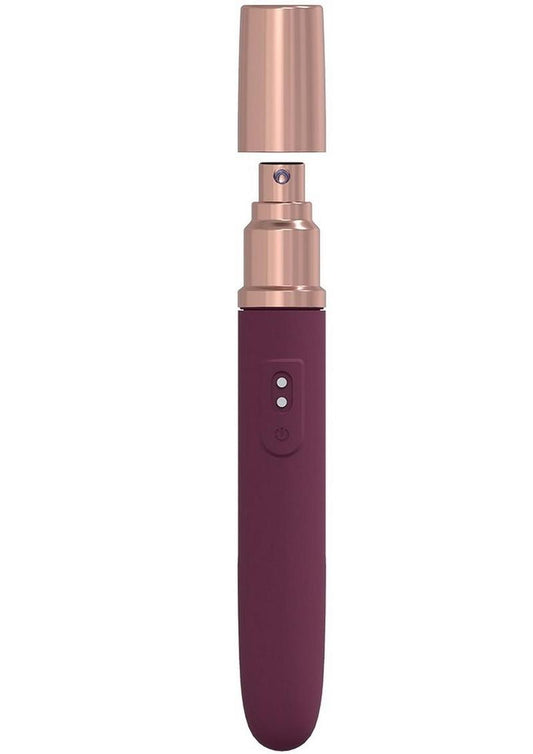 LoveLine The Traveler Rechargeable 10 Speed Travel Vibrator - Burgundy - Holds Lubricant - Special Sale