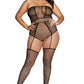 Dreamgirl Fishnet & Geometric-Pattern Strapless Teddy Bodystocking 0355 One Size and Queen