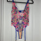 Blue/pink floral lace bodysuit with suspenders #lingerie #floral - Image 2