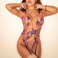 Blue/pink floral lace bodysuit with suspenders #lingerie #floral - Image 6