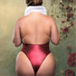 Red metallic bodysuit vampire with white collar #vampire #lingerie #cosplay #Halloween #plus - Image 2