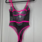 Black bodysuit with pink and blue floral embroidery and sequins #bodysuit #floral #lingerie - Image 5