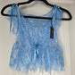 Blue lace lingerie two piece set with floral design #lingerie #floral - Image 6