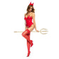 Red vinyl devil bodysuit with flame design #halloween #costume #devil #lingerie - Image 4