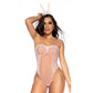Pink bunny bodysuit with white mesh and feather trim #bunny #costume - Image 1