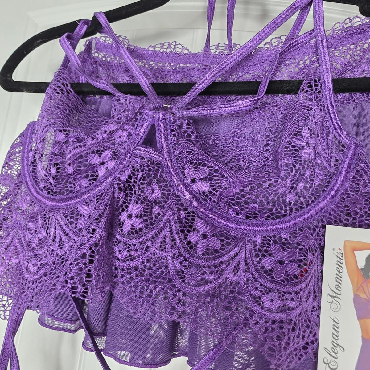 Purple lace crop top with floral embroidery #fairycore #romantic #lingerie - Image 1