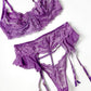 oh la la Cheri purple lace bralette with floral embroidery, size S/M. Nylon & spandex. #lingerie #floral - Image 1