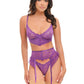 oh la la Cheri purple lace bralette with floral embroidery, size S/M. Nylon & spandex. #lingerie #floral - Image 7