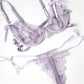 Purple lace lingerie set with bows in size S/M. Polyamide & elastane. #lingerie #intimate - Image 1