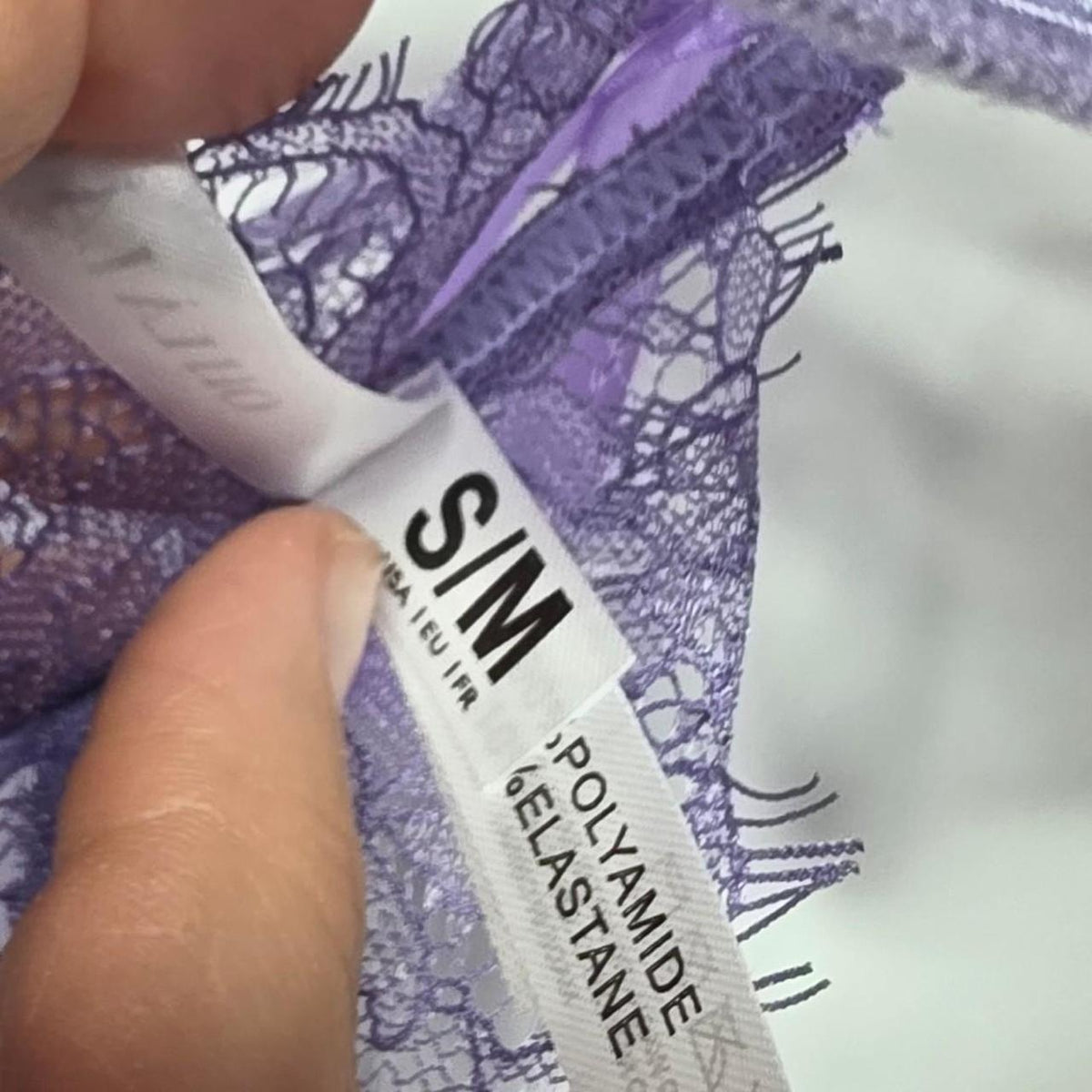 Purple lace lingerie set with bows in size S/M. Polyamide & elastane. #lingerie #intimate - Image 3
