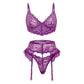 oh la la Cheri purple lace bralette with floral embroidery, size S/M. Nylon & spandex. #lingerie #floral - Image 6