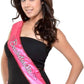 Pink bachelorette sash with white cursive text reading 'Bachelorette' with sparkles sequence - Image 1
