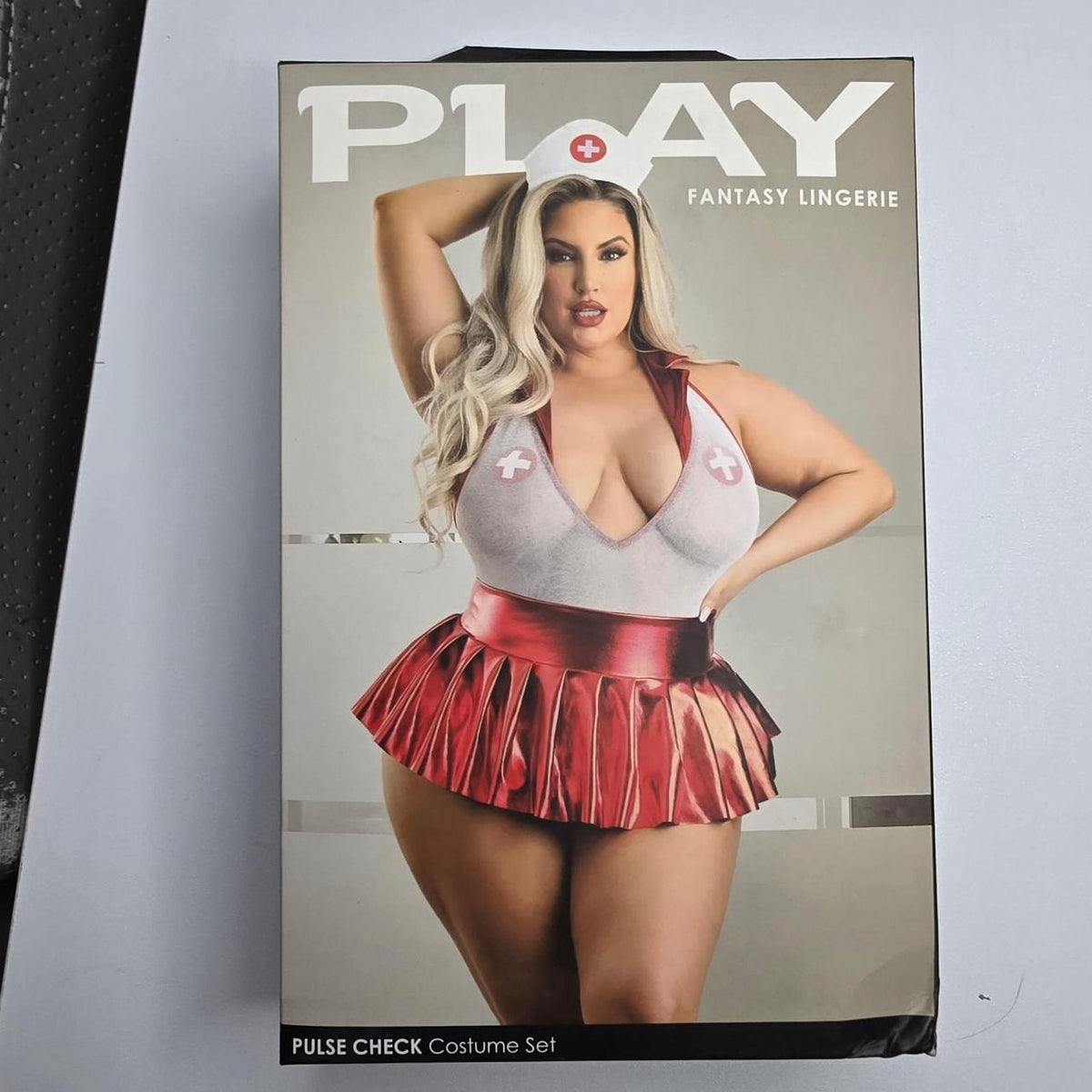 Fantasy Lingerie Pulse Check Costume Set in red & white, size 3X/4x. - Image 3