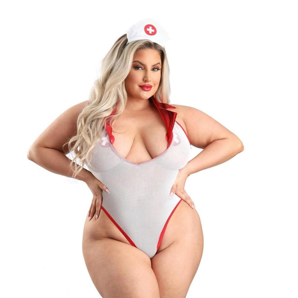 Fantasy Lingerie Pulse Check Costume Set in red & white, size 3X/4x. - Image 8