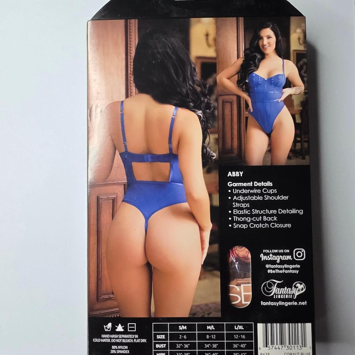 Fantasy Lingerie Abby bodysuit in blue, size M/L #lingerie #bodysuit - Image 3