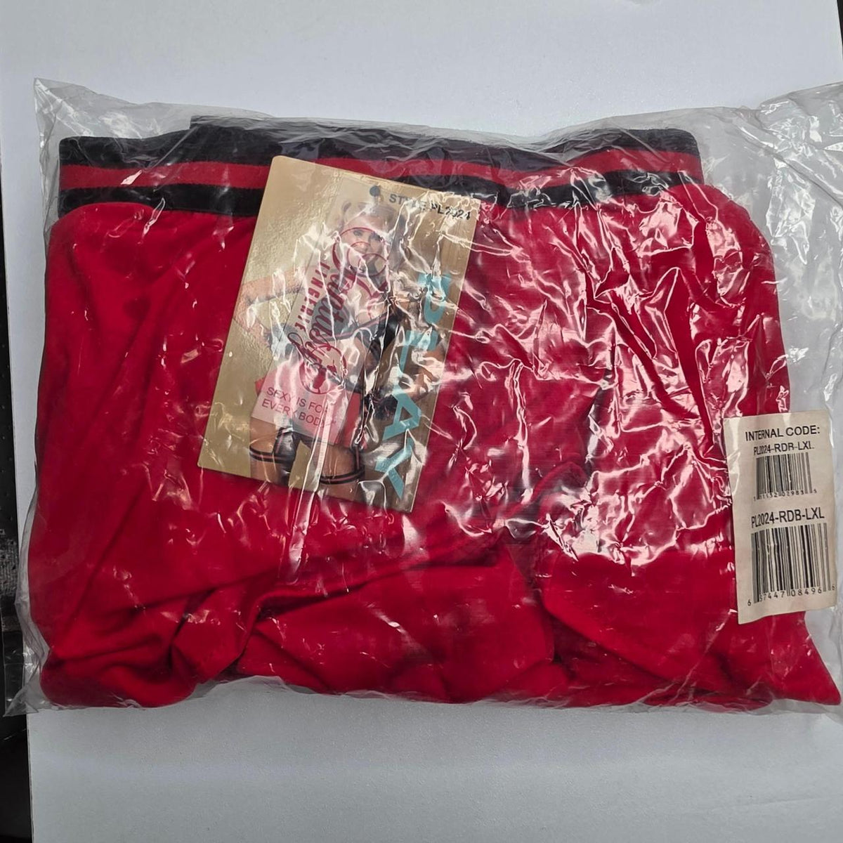 Fantasy Lingerie Squad Goals Cheerleader Costume Set in red/black with black trim - Image 3