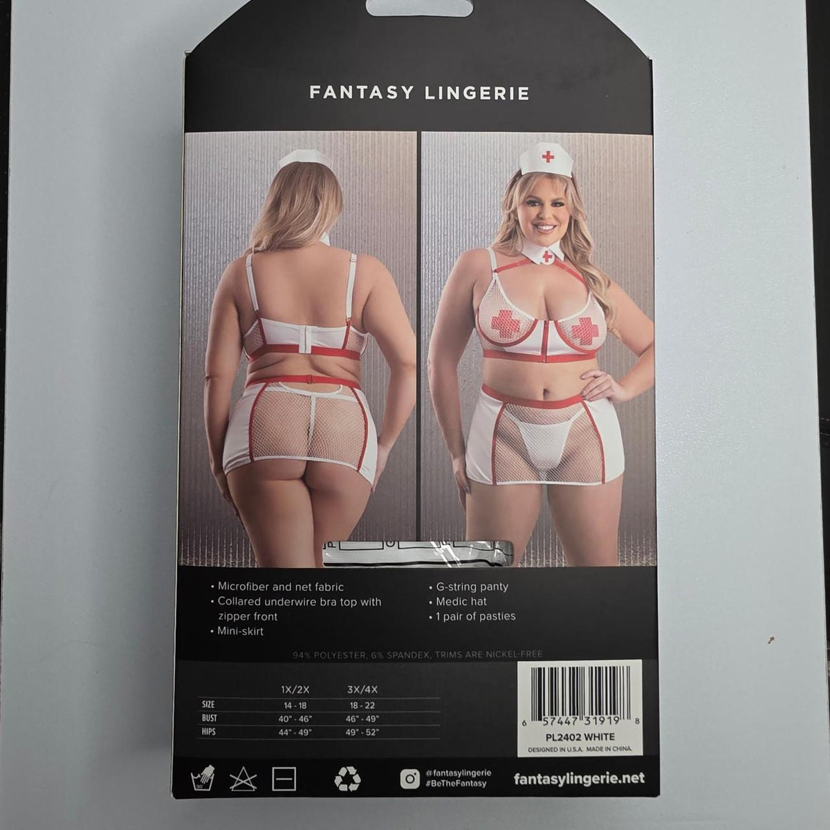 Play Fantasy Lingerie Perfect Health 5pc Costume Set in white with red crosses, size 1X/2X #costume #nurse - Image 3