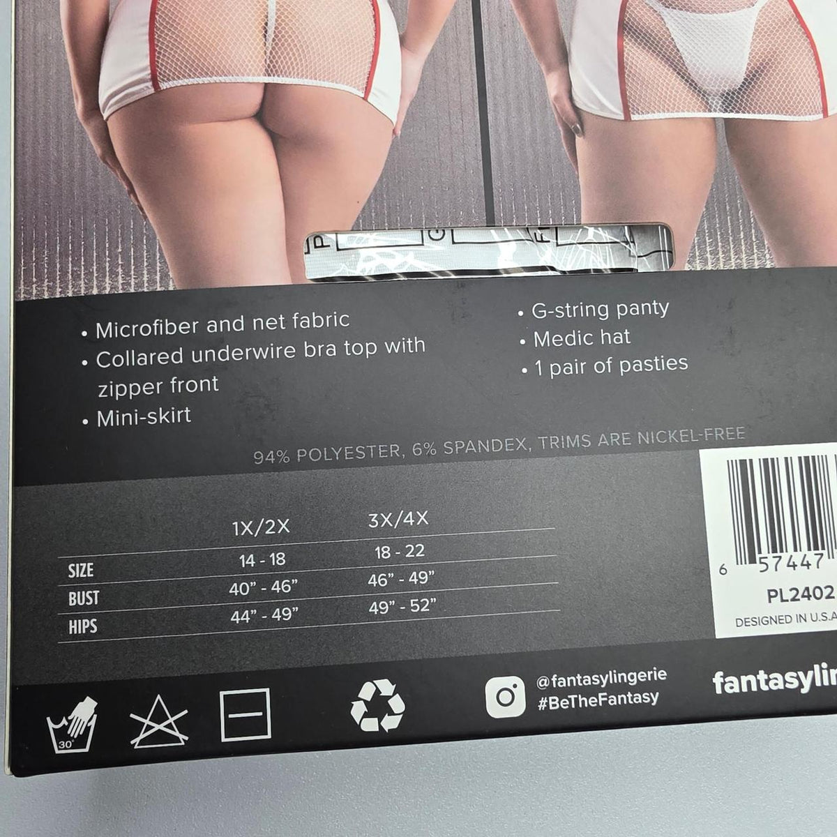 Play Fantasy Lingerie Perfect Health 5pc Costume Set in white with red crosses, size 1X/2X #costume #nurse - Image 4