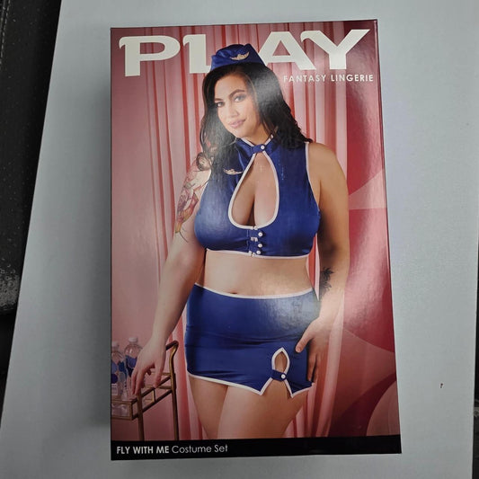 Fantasy Lingerie blue & white flight attendant costume set #costume #flightattendant - Image 2