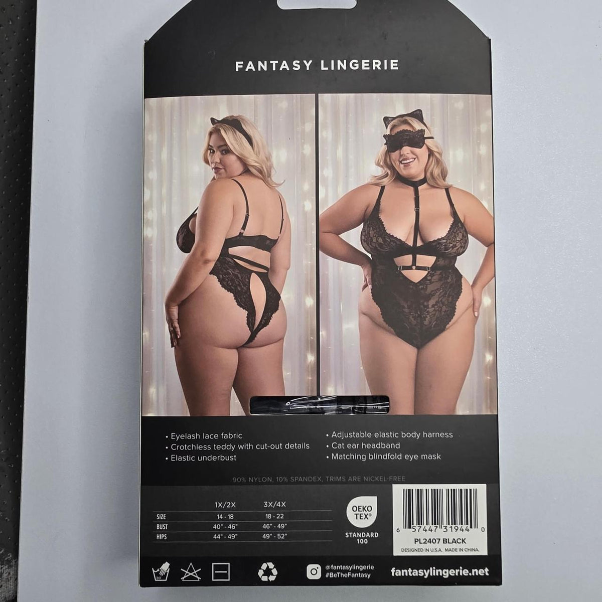 Fantasy Lingerie Feral For You 4pc Costume Set in black lace #costume #lingerie - Image 3