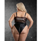 Black mesh bodysuit with faux leather accents and silver badge detail #bodysuit #mesh - Image 6