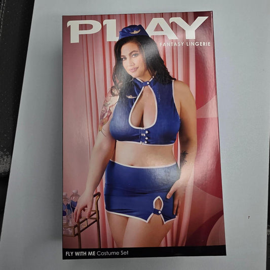 Fantasy Lingerie blue & white flight attendant costume set #costume #flightattendant - Image 2
