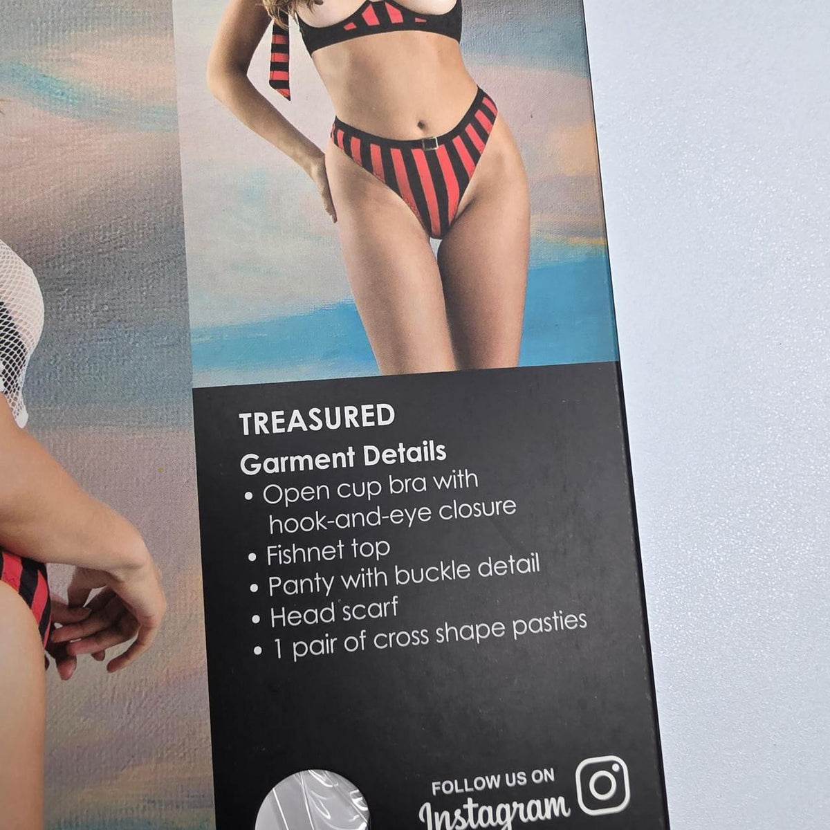 Fantasy Lingerie Treasured Costume Set in red/black striped polyester & spandex #costume #lingerie - Image 5