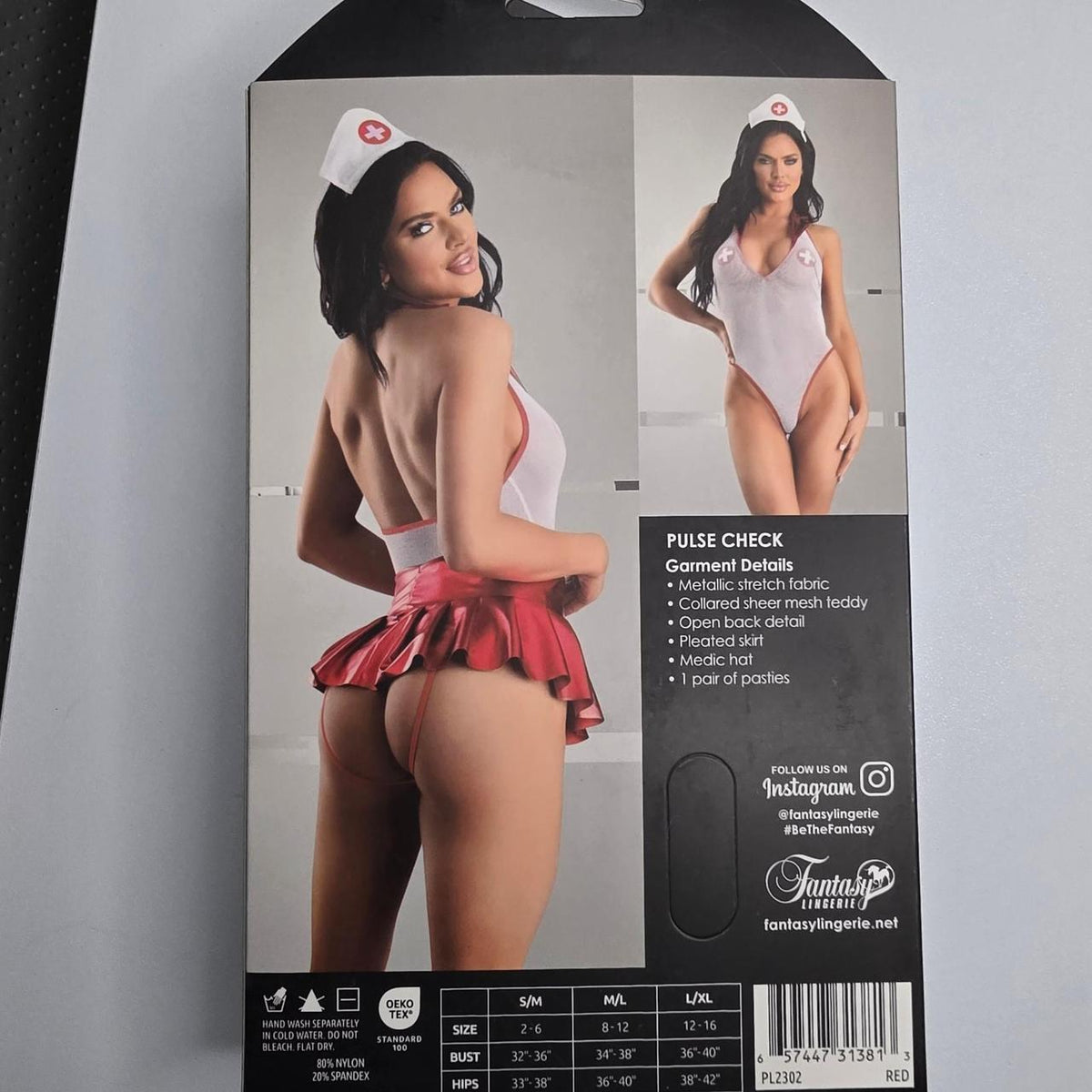 Play Fantasy Lingerie Pulse Check Costume Set in red & white #costume #fantasy - Image 3