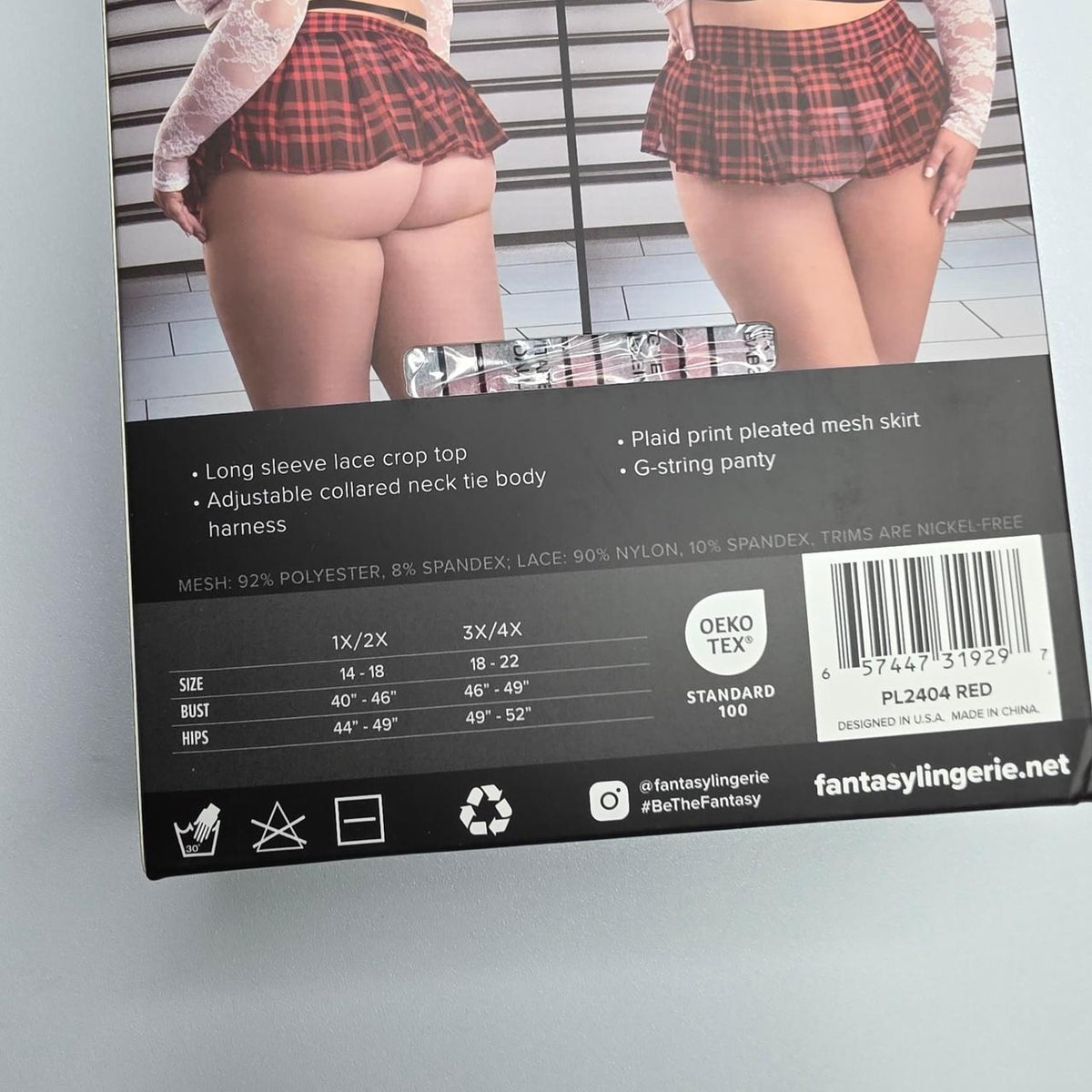 Fantasy Lingerie High Standards 4pc Costume Set in red/black plaid - Image 4