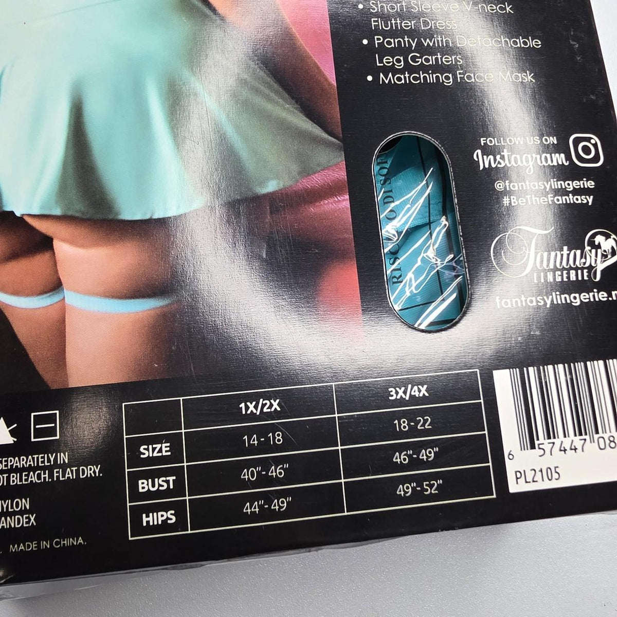 Fantasy Lingerie Sarah Doctor in the House costume set in size 1X/2X. Aqua blue dress with matching garter belt and mask. #costume #doctor - Image 4