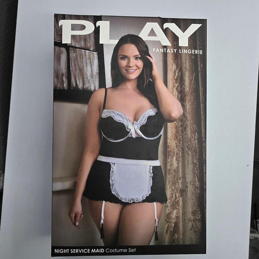 Fantasy Lingerie Night Service Maid Costume Set in black & white - Image 2