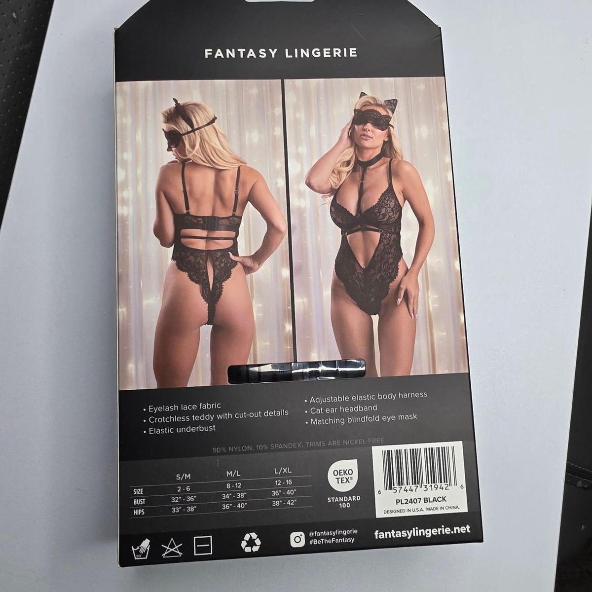Fantasy Lingerie Feral For You 4pc Costume Set in black lace, size m/L #costume #lingerie - Image 3