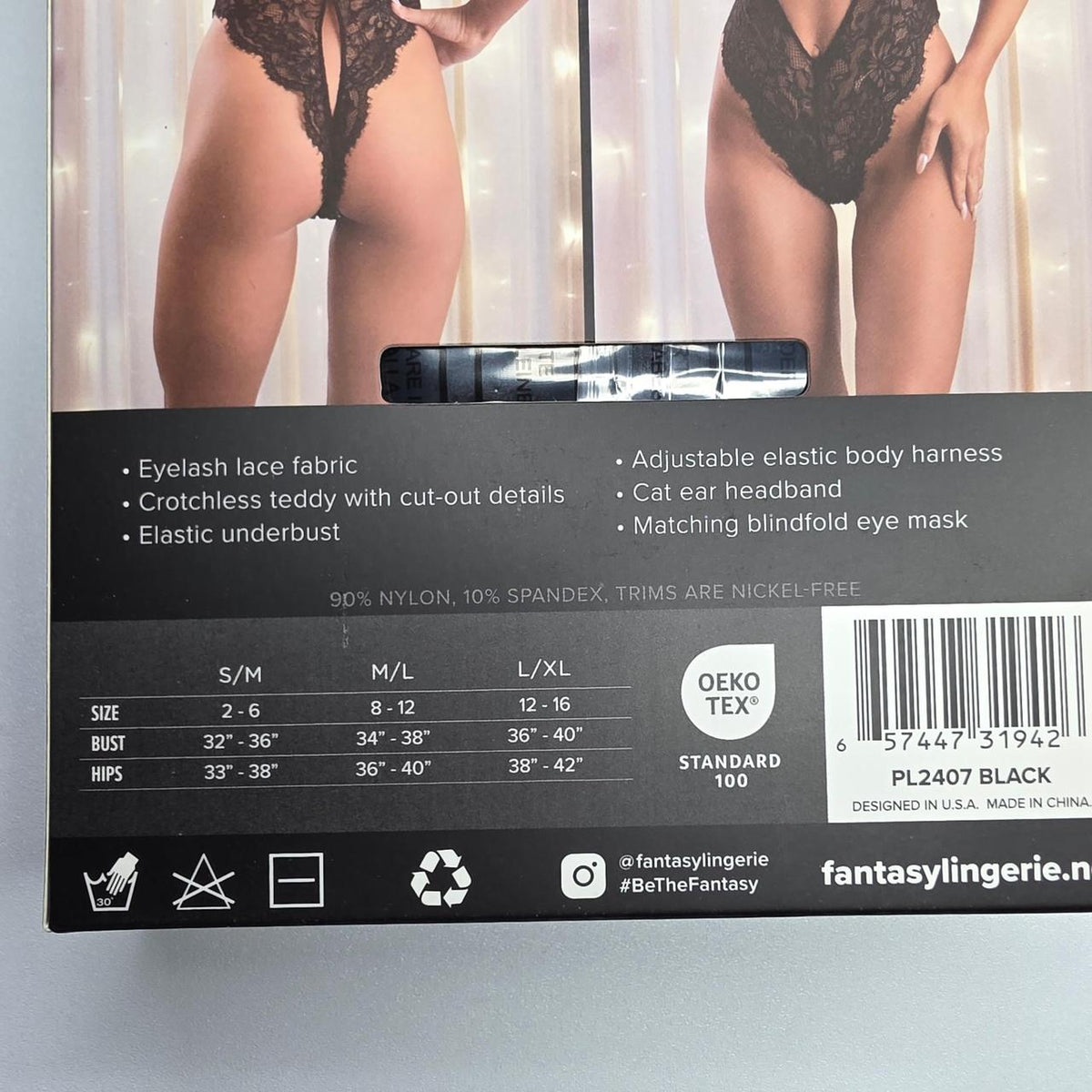 Fantasy Lingerie Feral For You 4pc Costume Set in black lace, size m/L #costume #lingerie - Image 4