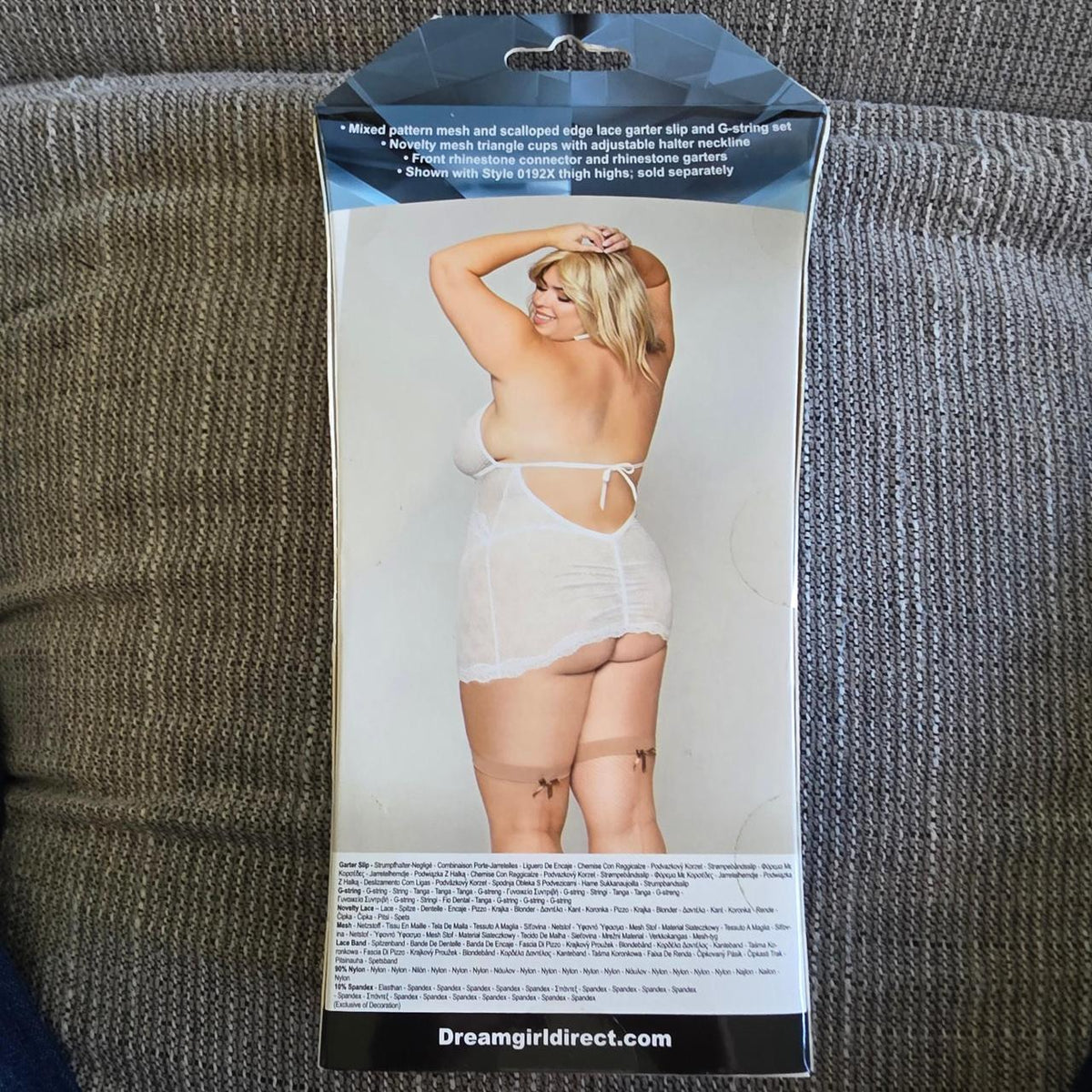 White lace lingerie set with g-string and thigh highs #lingerie #intimate - Image 2