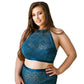 Blue lace halter crop top with floral design #halter #lace - Image 3