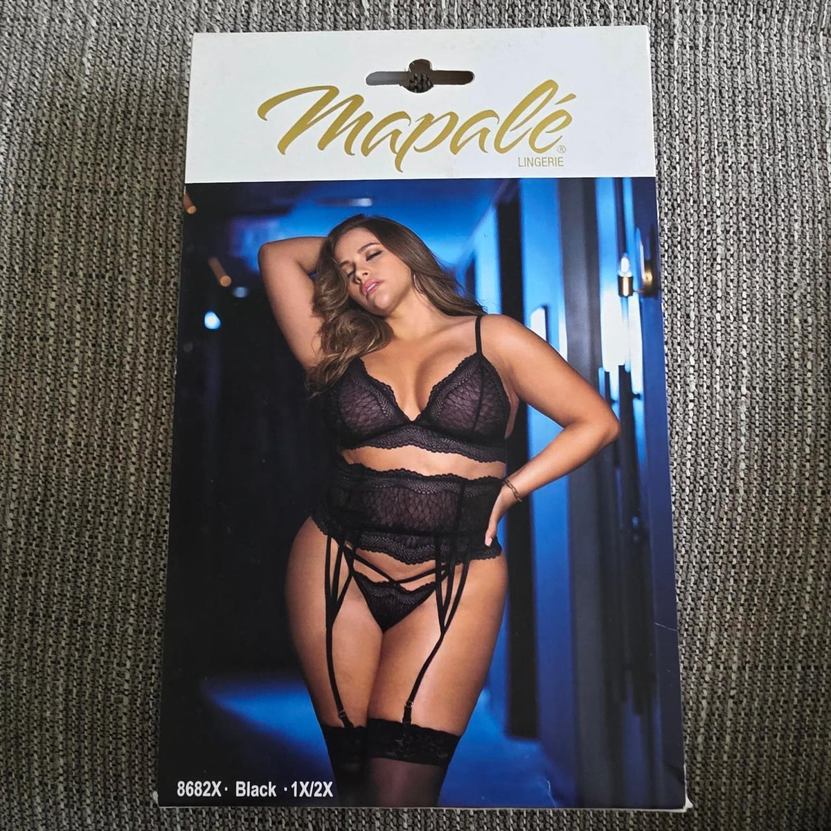 Mapale black lace lingerie set with garter straps and stockings #lingerie #lingerie - Image 3