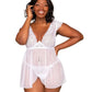 Dreamgirl Lace Mesh Babydoll & G-String Set with Exposed Underwire Cup Detail - Image 1