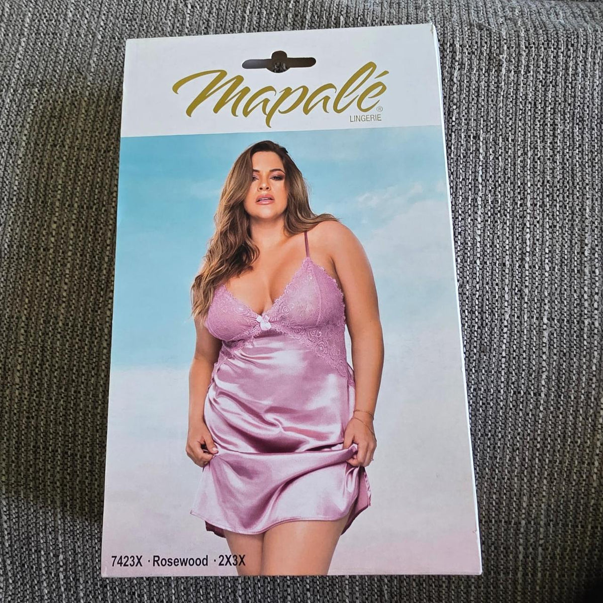 Mapale pink satin slip dress with lace trim in size 2x/3x - Image 2