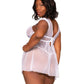 Dreamgirl Lace Mesh Babydoll & G-String Set with Exposed Underwire Cup Detail - Image 2