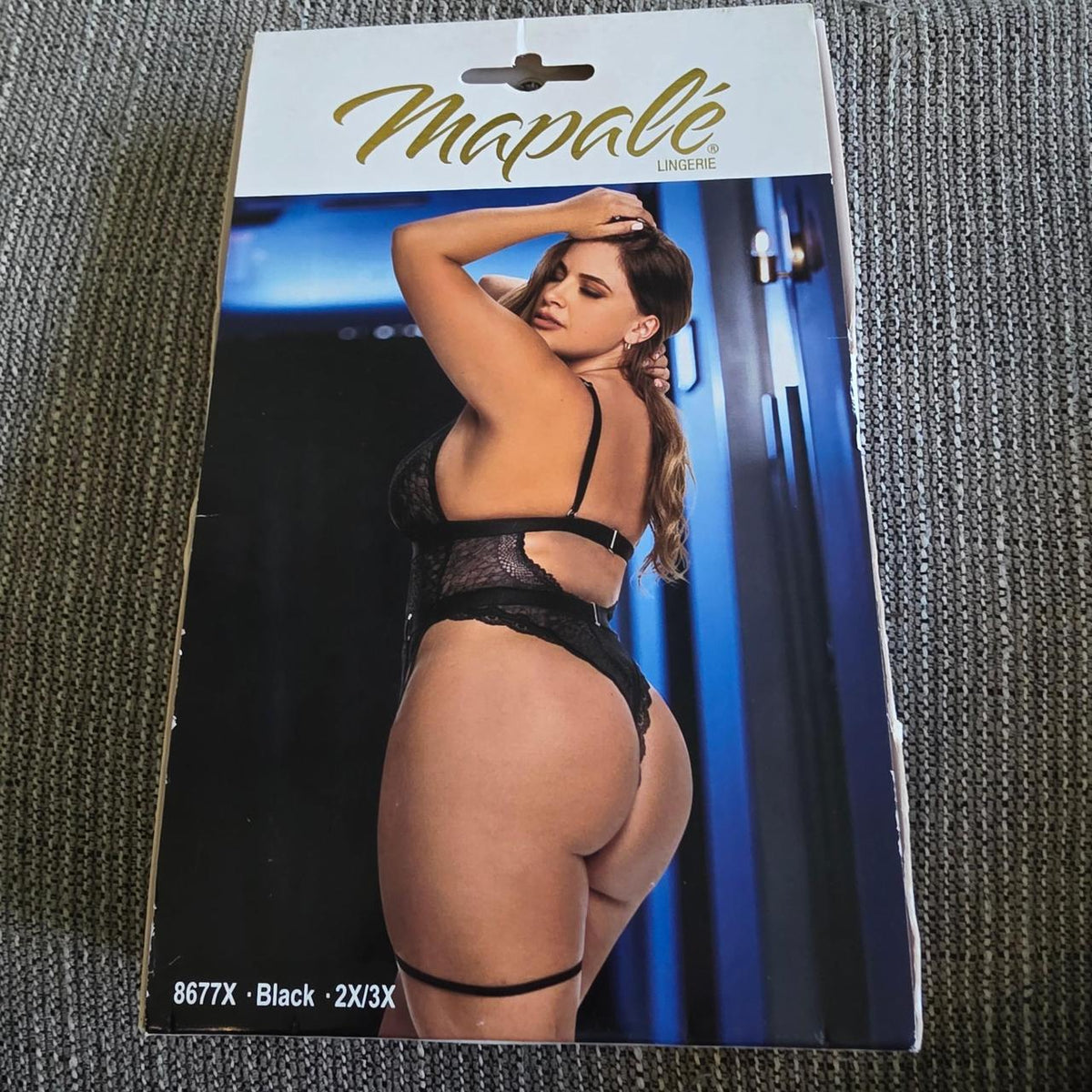 Mapale black lace bodysuit with cutouts and garter straps in 2x/3x #lingerie #cutout #plus - Image 2