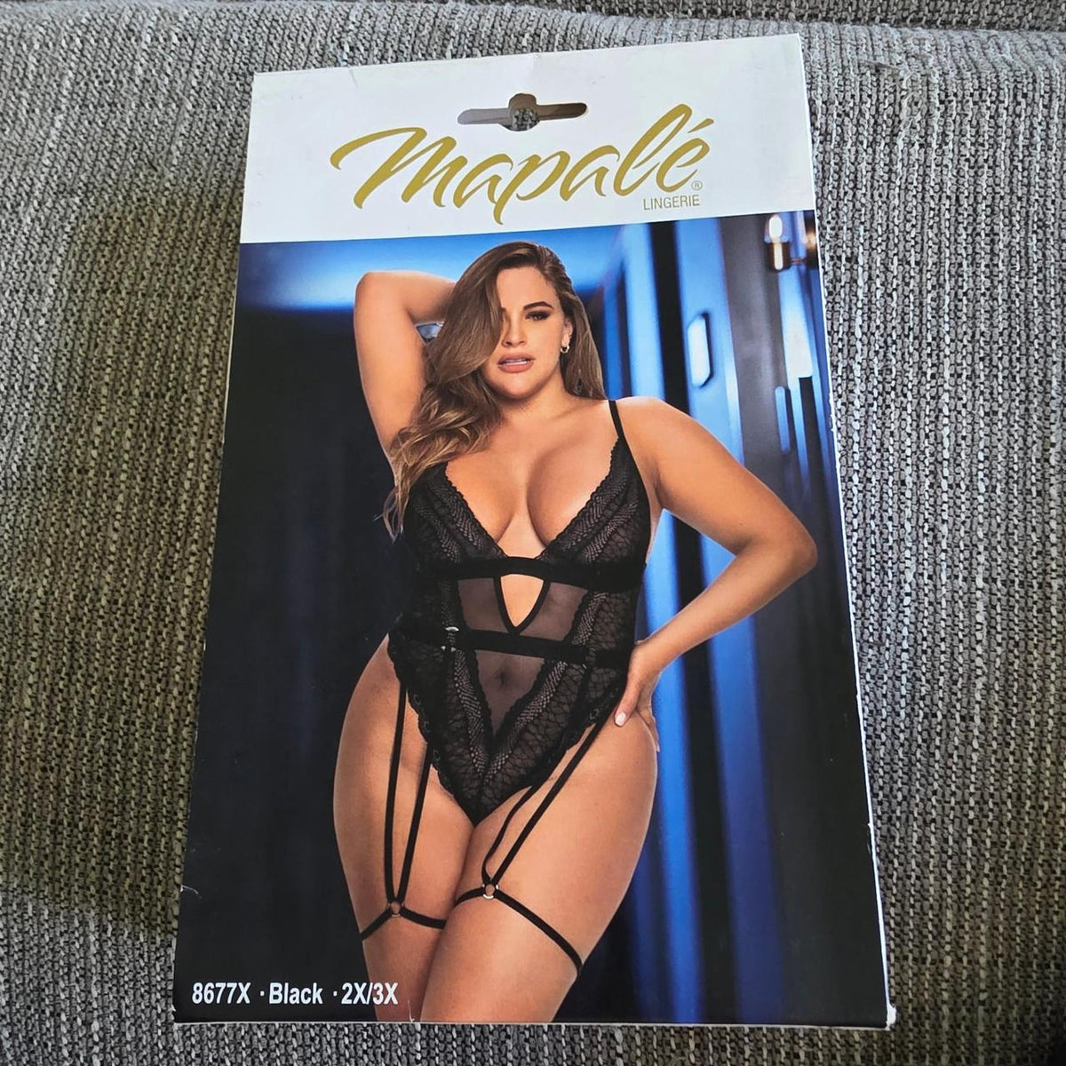 Mapale black lace bodysuit with cutouts and garter straps in 2x/3x #lingerie #cutout #plus - Image 3
