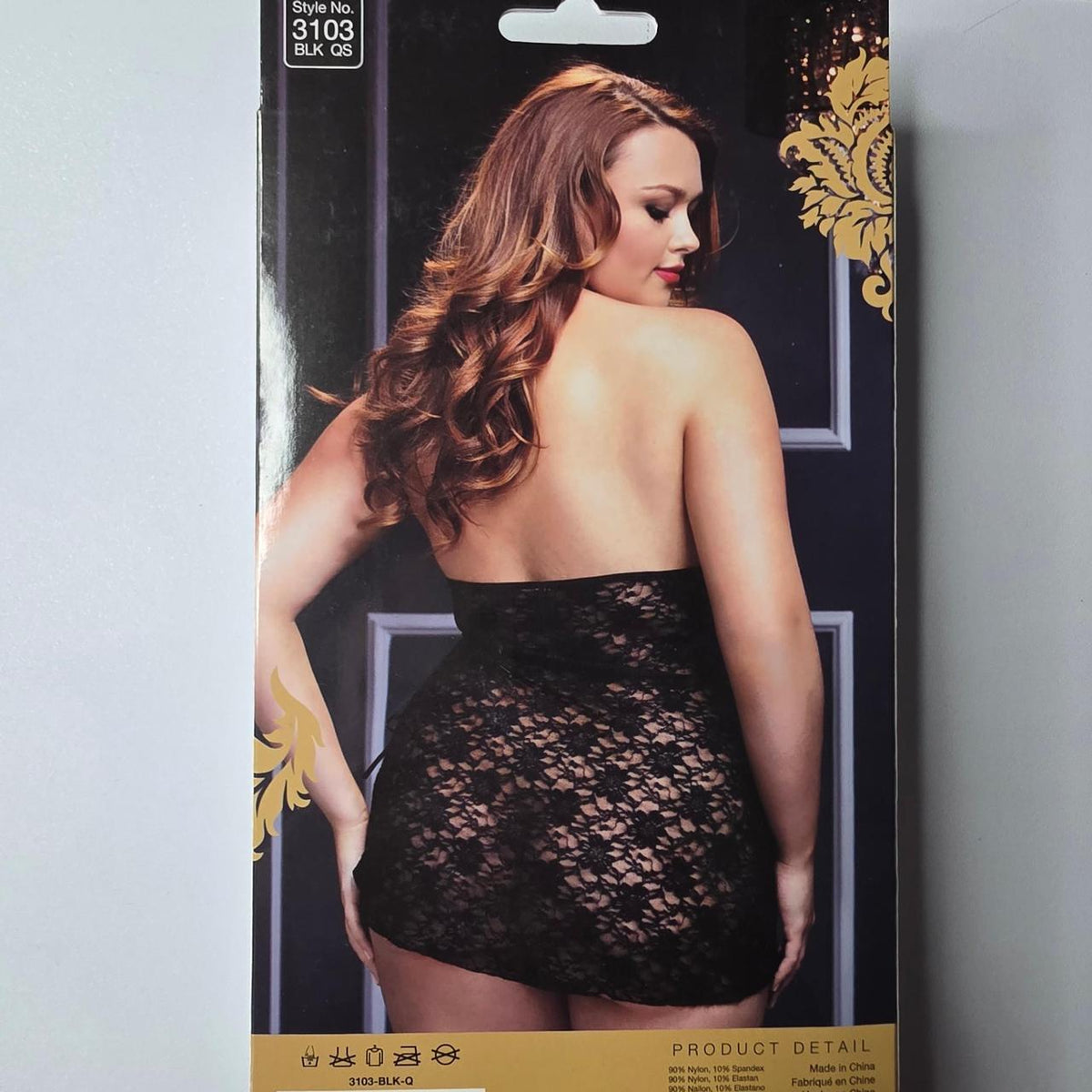 Baci black lace-up chemise in size queen size #lingerie #intimate - Image 2