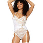 Dreamgirl Floral lace garter teddy with asymmetrical strappy details - Image 1