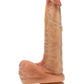 Davinci Silicone Sliding Foreskin Dildo with Squeezable Balls 8in - Caramel