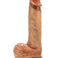 Raphael Silicone Sliding Foreskin Dildo with Squeezable Balls 9.5in - Caramel