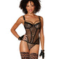 Dreamgirl Allover leopard lace and fishnet bustier and matching G-string set