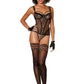 Dreamgirl Allover leopard lace and fishnet bustier and matching G-string set