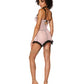 Dreamgirl Diamond stretch mesh garter slip and G-string set