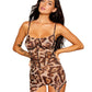 Dreamgirl Leopard Printed Stretch Mesh Garter Slip with Rhinestone Detailing 13213